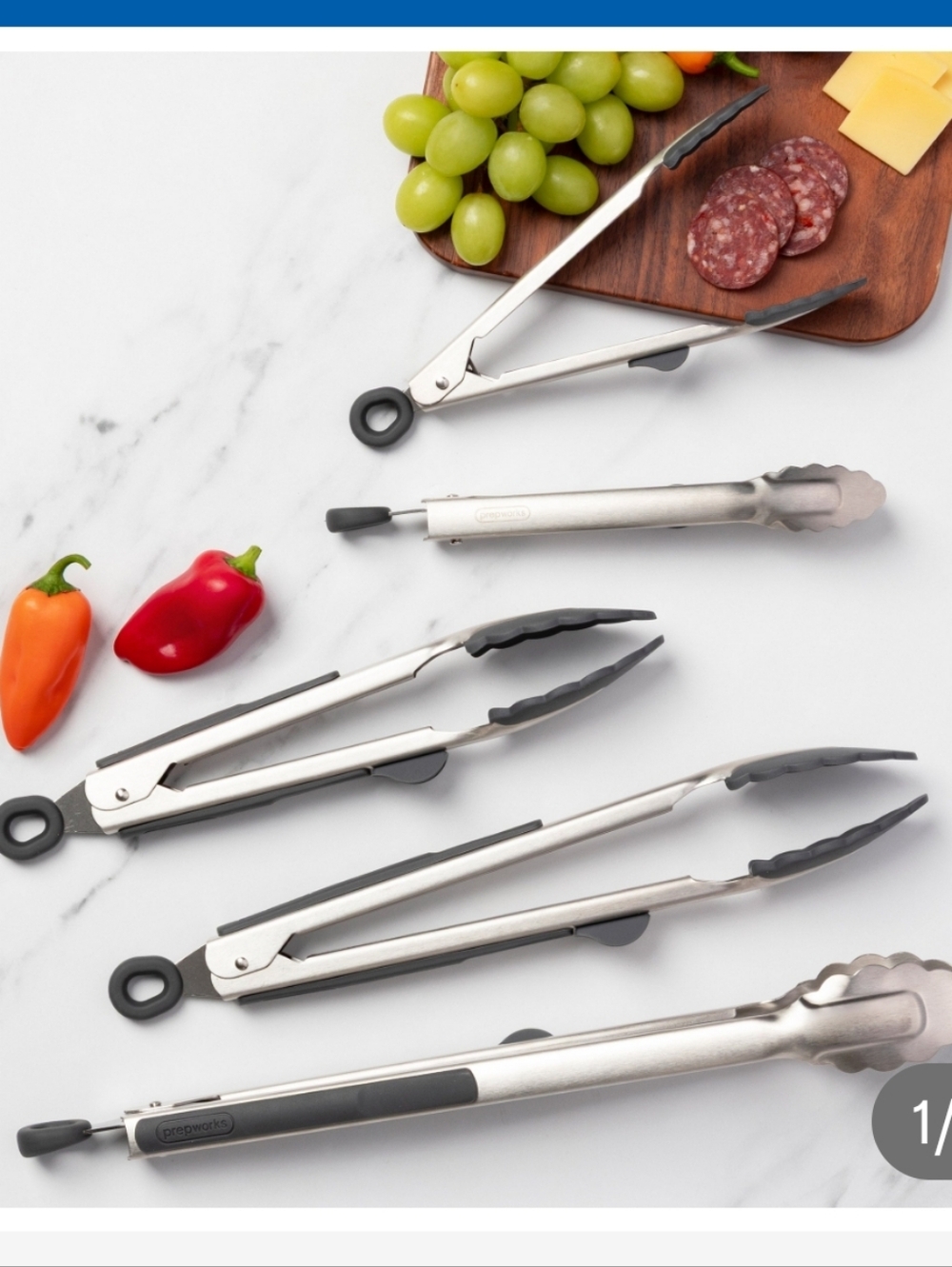 Prep Work 5piece Stainless Steel Tongs with Silicone Tips